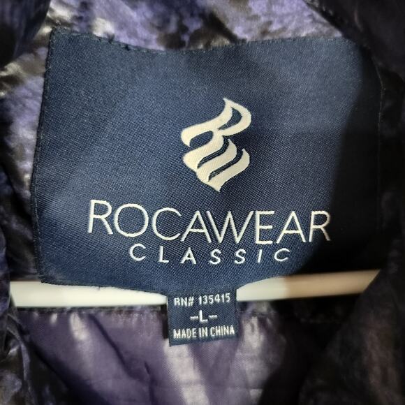 4523) Rocawear Y2K Women Purple Snake Print Puffer Winter Jacket Large - Picture 12 of 14